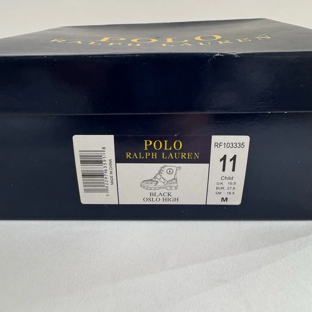 Polo Ralph Lauren Kids Boys Black Oslo High Top Boots 11 Child Streetwear Duck